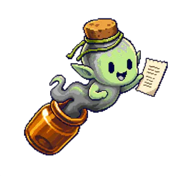 Pixel-art Polong filing clerk carrying complaint paperwork