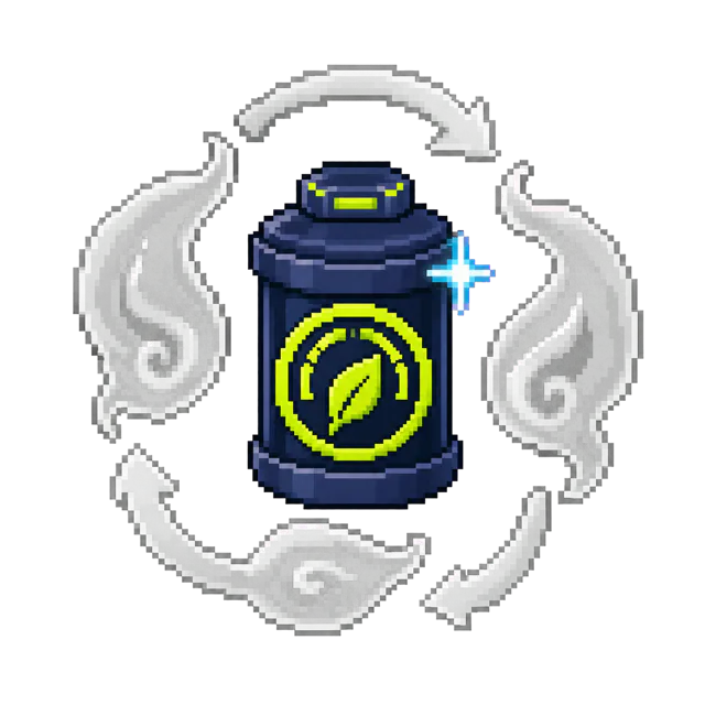 Pixel-art net-zero ectoplasm canister