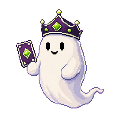 Bomoh Prime ghost wearing a ceremonial crown and holding a membership card